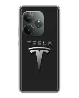 Чохол для Realme Narzo 90 з картинкою «Сталевий логотип Tesla»