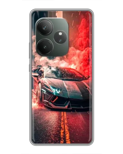 Чехол для Realme Narzo 90 с картинкой «Lamborghini красный дым»