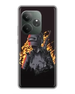 Чехол для RealMe Neo7 с картинкой «PUBG — огненный силуэт»