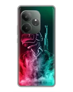 Чехол для RealMe Neo7 с картинкой «PUBG — огненный воин»