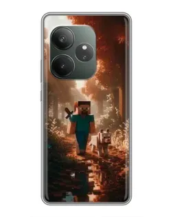 Чехол для RealMe Neo7 с картинкой «Стив в лесу» Чехол для RealMe Neo7 с картинкой «Стив в лесу»