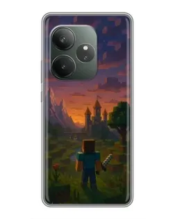 Чехол для RealMe Neo7 с картинкой «Стив у башни» Чехол для RealMe Neo7 с картинкой «Стив у башни»