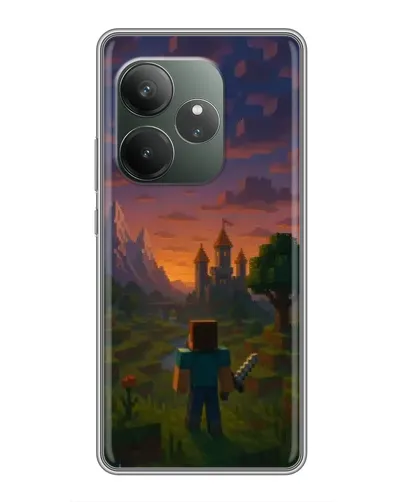 Чехол для RealMe Neo7 с картинкой «Стив у башни» Чехол для RealMe Neo7 с картинкой «Стив у башни»