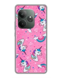 Чехол для RealMe Neo7 с картинкой «Unicorn паттерн розовый»