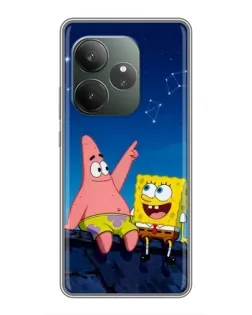 Чехол для RealMe Neo7 с картинкой «Губка Боб и Патрик ночью»