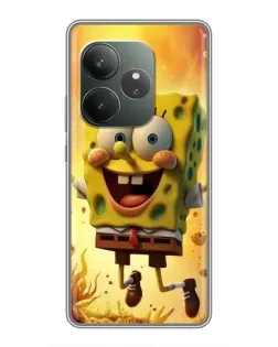 Чехол для RealMe Neo7 с картинкой «Губка Боб прыгает» Чехол для RealMe Neo7 с картинкой «Губка Боб прыгает»
