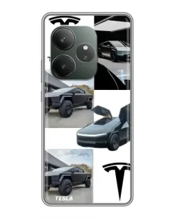 Чехол для RealMe Neo7 с картинкой «Коллаж Cybertruck Tesla»