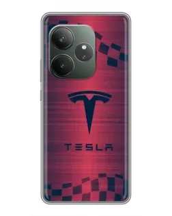 Чехол для RealMe Neo7 с картинкой «Тесла красный карбон»