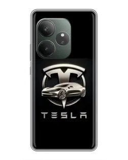Чехол для RealMe Neo7 с картинкой «Tesla — серебристое авто»