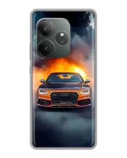Чехол для RealMe Neo7 с картинкой «Audi в огненном дыму»