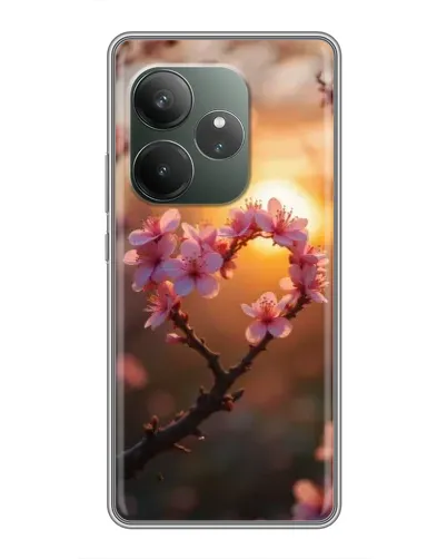 Чехол для RealMe Neo7 с картинкой «Розовый цвет сердце на фоне заката» Чехол для RealMe Neo7 с картинкой «Розовый цвет сердце на фоне заката»