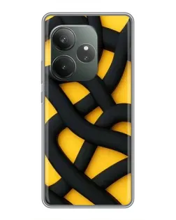 Чехол для RealMe Neo7 с картинкой «Черное желтое переплетение»