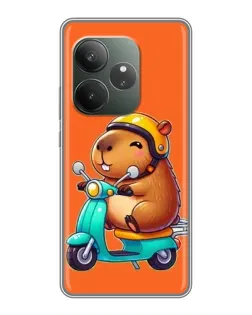 Чехол для RealMe Neo7 с картинкой «Капибара на скутере»
