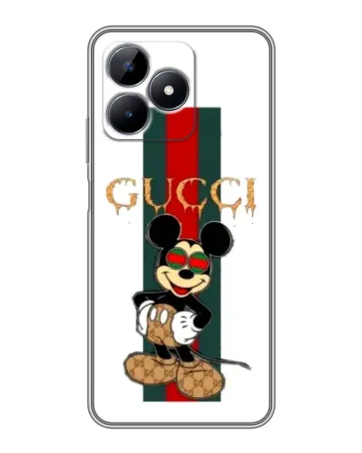Чохол для Realme Note 50 з картинкою «Міккі Маус Gucci — смуги»