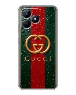 Чехол для Realme Note 50 с картинкой «Gucci — фирменная полоса и золото»