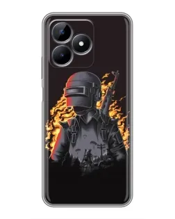 Чохол для Realme Note 50 з картинкою «PUBG — вогняний силует»