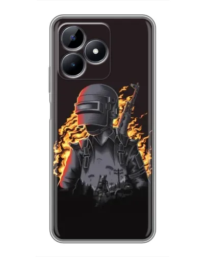 Чохол для Realme Note 50 з картинкою «PUBG — вогняний силует»