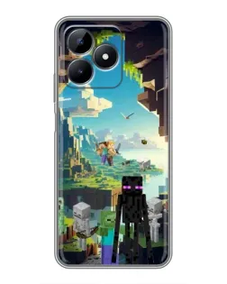Чехол для Realme Note 50 с картинкой «Эндермен в лесу»
