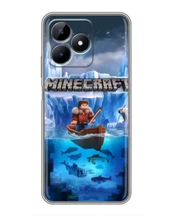 Чехол для Realme Note 50 с картинкой «Minecraft ледяной мир»