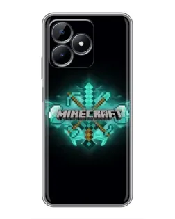 Чехол для Realme Note 50 с картинкой «Minecraft Diamond лого»