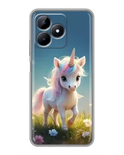 Чехол для Realme Note 50 с картинкой «Единорог на поляне»