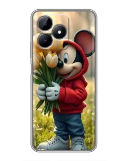 Чехол для Realme Note 50 с картинкой «Микки с тюльпанами»