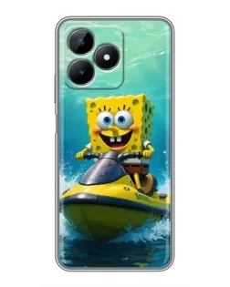 Чехол для Realme Note 50 с картинкой «Спанч Боб на гидроцикле»