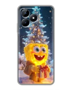 Чехол для Realme Note 50 с картинкой «Рождественский Спанч Боб»