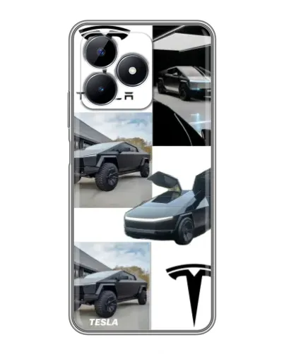 Чохол для Realme Note 50 з картинкою «Колаж Cybertruck Tesla»
