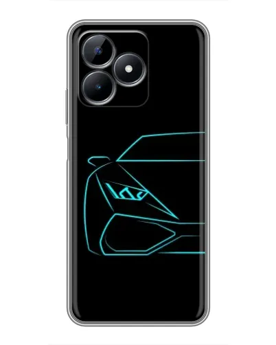 Чехол для Realme Note 50 с картинкой «Голубой силуэт Lamborghini» Чехол для Realme Note 50 с картинкой «Голубой силуэт Lamborghini»