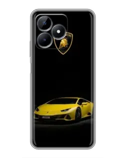 Чехол для Realme Note 50 с картинкой «Lamborghini желтый акцент»