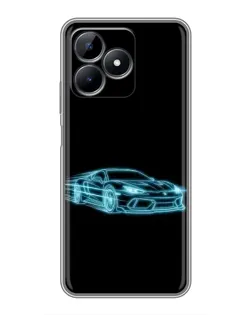 Чехол для Realme Note 50 с картинкой «Неоновый контур Lamborghini»