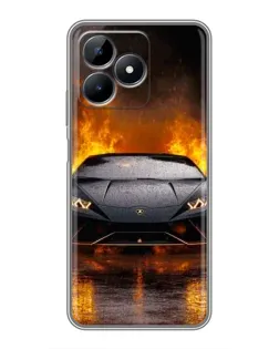 Чехол для Realme Note 50 с картинкой «Lamborghini в огне»
