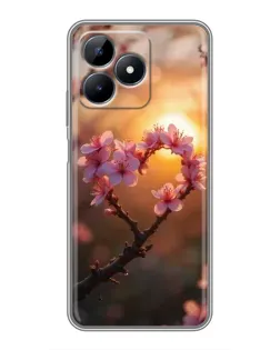 Чохол для Realme Note 50 з картинкою «Рожевий цвіт сердечко на тлі заходу» Чохол для Realme Note 50 з картинкою «Рожевий цвіт сердечко на тлі заходу»