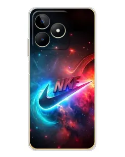Чехол для Realme Note 60 с картинкой «Огненный логотип Nike»