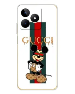 Чехол для Realme Note 60 с картинкой «Микки Маус Gucci — полосы»