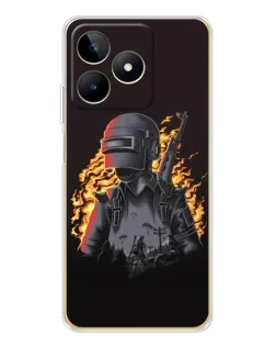 Чехол для Realme Note 60 с картинкой «PUBG — огненный силуэт»