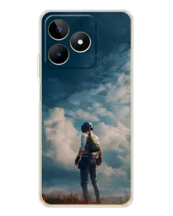 Чехол для Realme Note 60 с картинкой «Герой PUBG на скале»