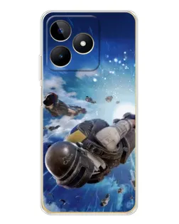 Чехол для Realme Note 60 с картинкой «Десант PUBG — прыжок»