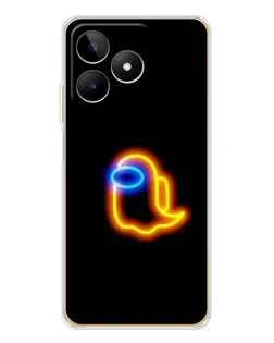 Чехол для Realme Note 60 с картинкой «Among Us неоновое сияние»
