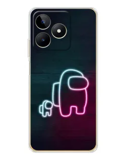 Чехол для Realme Note 60 с картинкой «Among Us неон-арт»