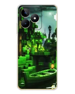 Чехол для Realme Note 60 с картинкой «Minecraft лесной пейзаж»