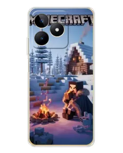 Чехол для Realme Note 60 с картинкой «Зимний Minecraft»