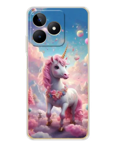 Чехол для Realme Note 60 с картинкой «Единорог среди облаков»