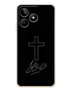 Чехол для Realme Note 60 с картинкой «Графический крест Jesus» Чехол для Realme Note 60 с картинкой «Графический крест Jesus»