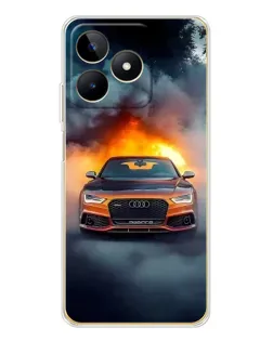 Чохол для Realme Note 60 з картинкою «Audi у вогняному диму»