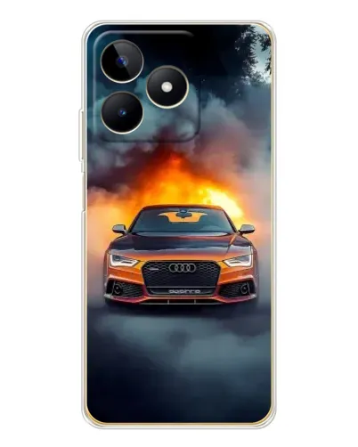 Чохол для Realme Note 60 з картинкою «Audi у вогняному диму»