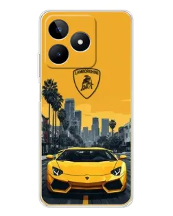Чохол для Realme Note 60 з картинкою «Жовтий Lamborghini місто»