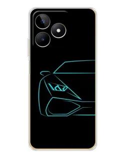 Чохол для Realme Note 60 з картинкою «Блакитний силует Lamborghini»