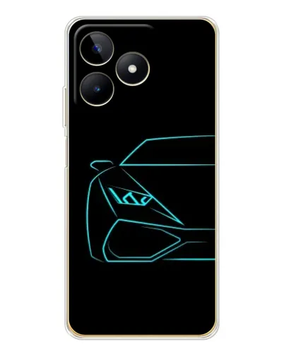 Чохол для Realme Note 60 з картинкою «Блакитний силует Lamborghini»
